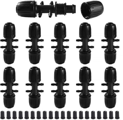 Tee Connector Set - Druppelirrigatie Koppeling - Tuin Bewatering - 6-Weg Anti-Drop - 10 Stuks - Zwart