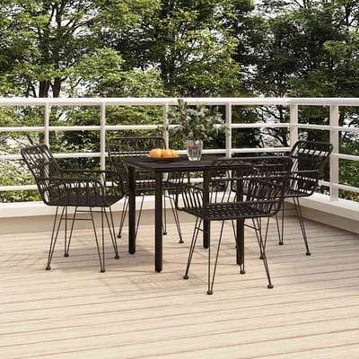 vidaXL - 5-delige - Tuinset - poly - rattan - zwart