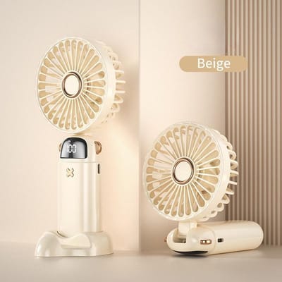1PCS Mini draagbare ventilator met slimme LED digitale display 5 snelheden verstelbare oplaadbare handventilator miniventilator