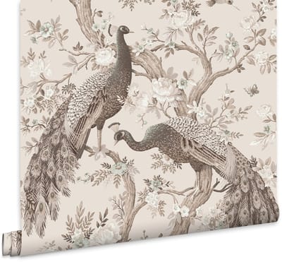 Laura Ashley Belvedere Behang - Dieren - 10mx52cm - Beige
