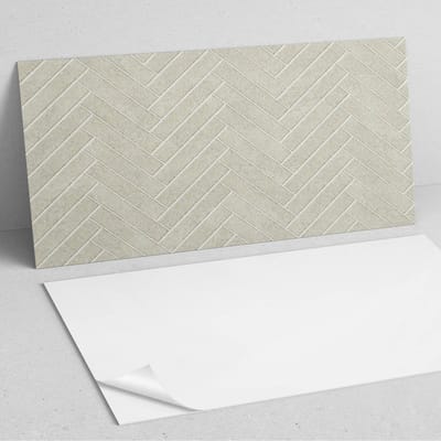 Coloray Wandpanelen Zelfklevend - Visgraatpatroon PVC Wandpaneel - 100 cm x 50 cm - Romig Wandbekleding Zelfklevend - 1 stuk - Texturen Wandpanelen Zelfklevend - Keuken Wandpanelen - Wandpanelen Badkamer