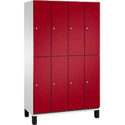 C+P Double-tier locker Cambio, 4 vakken, 8 legborden, op poten, B 1200 x D 525 x H 1980 mm, lichtgrijs/ruyebrood