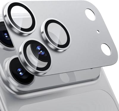 Viewr - Geschikt voor Apple iPhone 17 Pro - Camerabescherming - Militaire - Metaal 9H + Gehard Glas - Compatibel met Hoes - Zilver