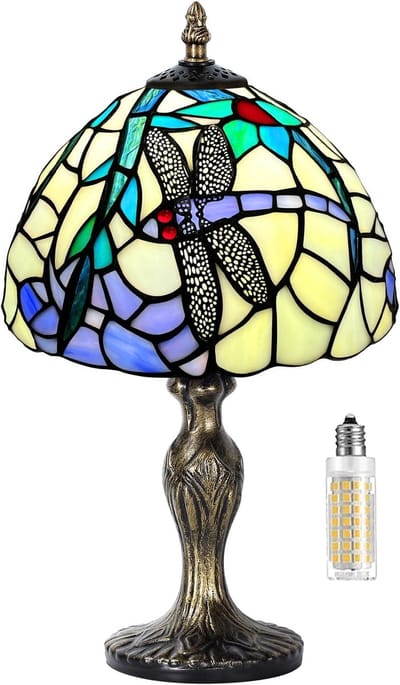 Glas-in-lood-lamp – Perfect voor antiekliefhebbers, stijlvolle bureaulamp of nachtlamp voor woonkamer, slaapkamer, en studeerkamer