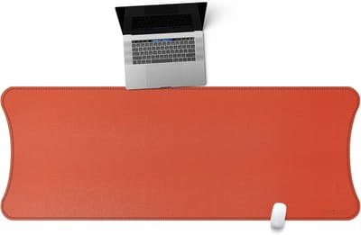 Grote Muismat 155x60cm - Oversized PU Leren Bureau Muismat voor Computer en Toetsenbord (Oranje)
