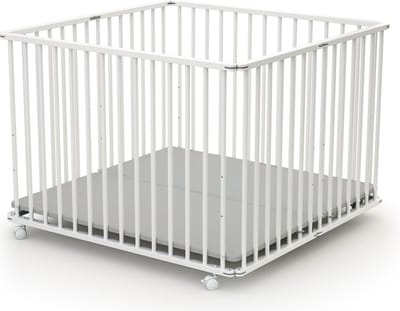 WEBABY Houten opvouwbare kinderbox CALI Wit 100 x 100 cm