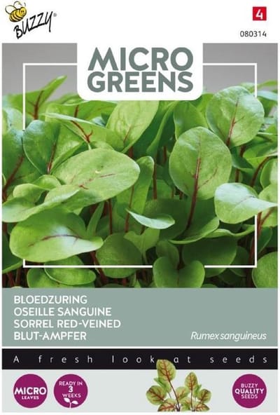Buzzy® Microgreens, Bloedzuring - Frisse, lichtzure blaadjes voor salades en decoratie