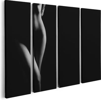 Artaza Canvas Schilderij Vierluik Naakte Vrouw Lichaam - Erotiek - 80x60 - Foto Op Canvas - Canvas Print