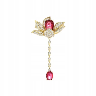 PINETS Gouden Bloem Brosch met Ketting - 14K Verguld