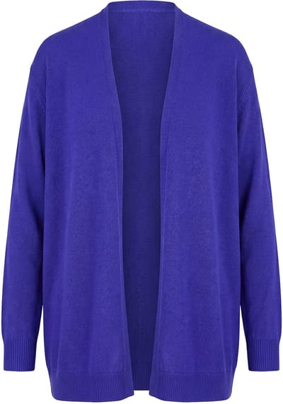 Ulla Popken - Dames - Vest rolrandjes A-lijn kelkkraag lange mouwen - Blauwviolet - Maat 42+
