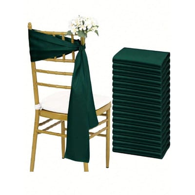 Roze Satijnen Stoelstrikken Bruiloft Stoel Lint Strikken Zijde Stoel Knoop Strikken voor Receptie Restaurant Evenement Banket Feest Hotel Decoraties one-size donkergroene kleur
