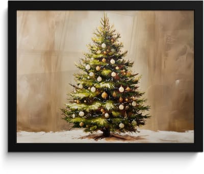 Poster in lijst - Fotolijst 40x30 cm - Posters - Kerst - Sfeer - Groen - Posterlijst zwart - Decoratie - Wanddecoratie woonkamer - Muurdecoratie slaapkamer - Kerstversiering - Kerstdecoratie voor binnen - Kerstmis