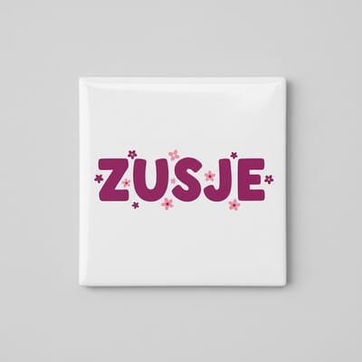 “Zusje” Schattige Zus Keramische Tegel – 15×15 cm Roze Bloemenontwerp Cadeau & Muurdecoratie