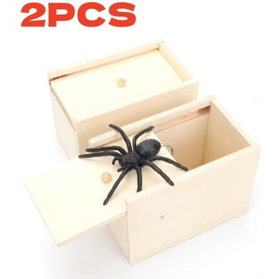 Grappig Houten Prank Trick Praktische grap Huis Kantoor Schrik Speelgoeddoos Gag Spin Kind Ouders Vriend Speel grap Cadeau Verrassend OneSize beige