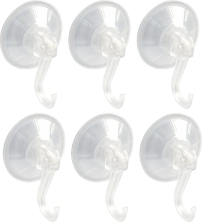 AMIG Ophanghaken met zuignap - 6x - kunststof - transparant - diameter 4,5 cm