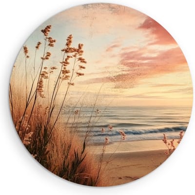 Saammp Muurcirkel Hout - Vintage - strand - Zee - Ø 90 - Wandcirkel - Wanddecoratie Cirkel - muurdecoratie Woonkamer - Slaapkamer decoratie - Rond Schilderij