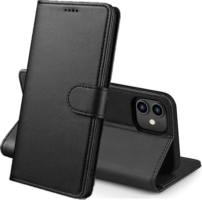 Hoesje Portemonnee voor iPhone 11 Zwarte portemonnee met magnetische klep en kaartopslag