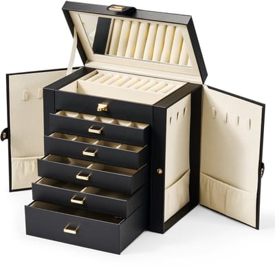 YONO Sieradendoos XL - Juwelendoos - Bijouteriedoos - Sieraden Houder voor Volwassenen en Meisjes - Zwart