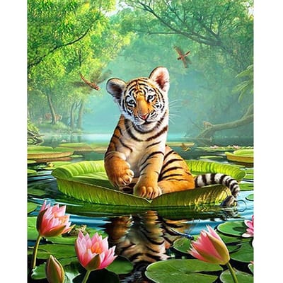 5D DIY Diamond schilderij Lotus tijger borduurwerk kruissteek Strass mozaïek Home Decor 20X30CM