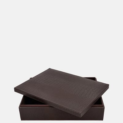 Chamada Maria leren opbergbox rechthoek croco large donkerbruin