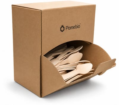 Pomebio houten ijslepel - koffielepel - 500 stuks 110mm houten lepel in dispenserbox
