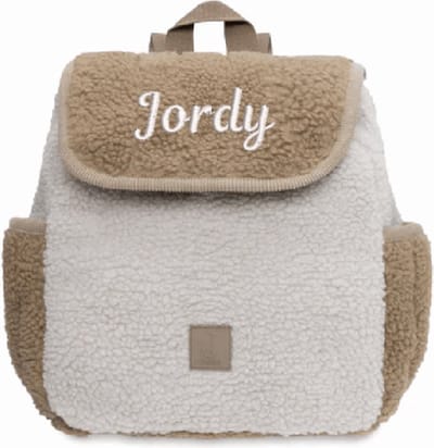 Jollein Rugtasje Colourblock - Naturel Met geborduurde naam