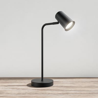 HOFTRONIC - Riga LED Tafellamp Zwart - GU10 - Kantelbaar en Draaibaar - Modern - Nachtkastlamp Bureaulamp - 1,75 meter snoer Incl. Snoerdimmer (dimbaar) - 6000K Daglicht wit licht (H: 421mm)