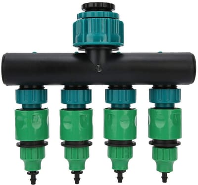 Dailygoods- Tuinslang Splitter 4-Weg - Tuinslang Koppelingen - Waterverdeler - Snelle Aansluiting - Lekvrije Rubberafdichting - Roestvrij en Corrosiebestendig - Tuinslangverdeler