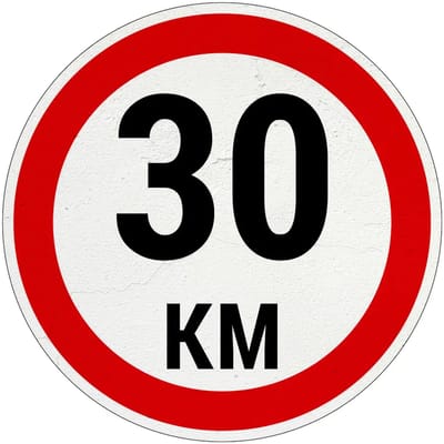 30 km bord | Sign Again materiaal | 15 cm