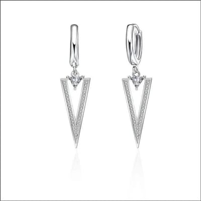 Aramat Jewels | Oorringen | 925 Zilveren Oorringen - Elegante Hoepels | Driehoek/Zirkonia/25x9mm | |12mm | Zilver | Kinderen, Volwassenen | Verkleurd niet