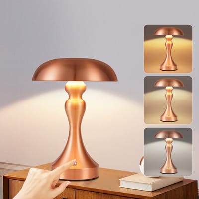 NETTLIFE Tafellamp LED draadloze - Vintage - roodachtig brons - met 1800 mAh batterij - Touch Dimbaar - Bedlamp met USB oplaadbare - 2 stuks - voor vensterbank | woonkamer | slaapkamer