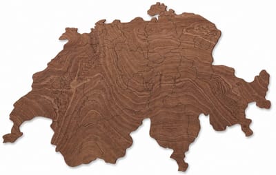 Houten wanddecoratie - Wooden wall decoration | Landkaart Zwitserland 45 x 28cm Country map Switzerland | Donker hout - Dark wood | Muurdecoratie - Wall art - Wandfiguur Suisse - Schweitz - Echt Hout - Real Wood