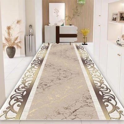Luxe Gouden Lange Gang Tapijt Europese Stijl Hal Loper Tapijten Trap Tapijt Antislip Wasbaar Gang Vloermat Aanpasbaar 80x200cm 31.5x78.7in