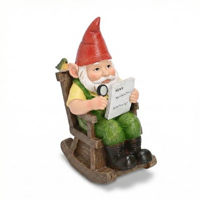 Dailygoods- Tuindecoratie Waterdicht - Tuinkabouter op Stoel - Tuinfiguur van Kunsthars - Buiten Decoratie - Origineel Design - Cadeau voor Vrouwen