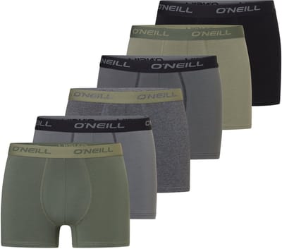 O'Neill Heren Boxershorts Trunks 6-Pack Groen/Antraciet - Maat S