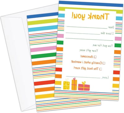Bedankkaarten Kinderen - Wenskaarten Set - Gevoelens Uiten - Ruimte voor Tekst - 20 Stuks - Kleurrijk