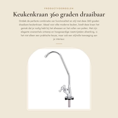 Dailygoods- Keukenkraan 360° Rotatie - Hoogwaardige Roestvrij Stalen Keukenkraan - Eenvoudige Installatie - Onderbouw Waterfilter - Duurzaam en Schokbestendig - Keukenmengkraan