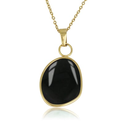 My Bendel - Goudkleurige Ketting met Onyx Hanger - Unieke Edelsteen Combinatie - met Luxe Cadeauverpakking | Sieraden Voor Dames