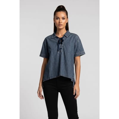 Summum Woman Denim Top Light Cotton Origin Vintage Blue Denim Maat: 38 | Tops Outlet | Dames | Blauw