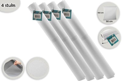 Anti-slipmat wit 50 x 150 - 4 stuks in de verpakking - Voor keuken en diversen - Keukenlade beschermer of ondertapijt beschermer - Mat voor bescherming - Antislip kast - Anti slip mat - Lade bescherming - Badkamer