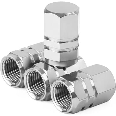 Valves de pneu de roue de voiture en aluminium antivol, tige de pneu, bouchons d'air, couvercle hermétique 4 pièces/paquet argenté
