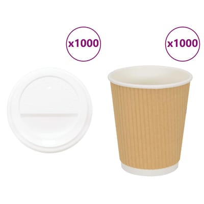 vidaXL - Papieren - koffiekopjes - met - deksel - 1000 - st - 8oz - 200 - ml