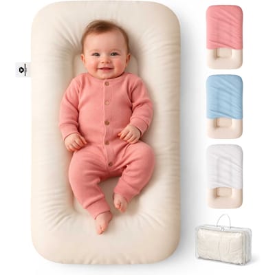 Vulpes Goods® Babycare - Babynestje - Baby Lounger - Zacht & Ademend Babynestje - Incl.3 kleuren hoezen - Wasbare Hoes - Rugondersteuning - Zacht Katoen - 0-24 Maanden