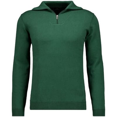 Ragman Trui Zip Collar Knitted Cotton Cashmere Donker Groen / male