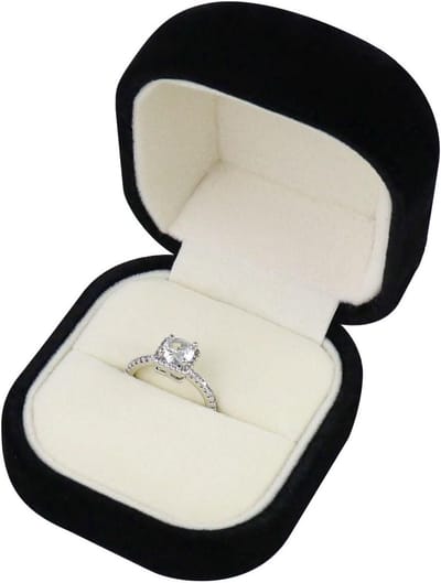 Elegante Ringdoos van Fluweel voor Huwelijk en Verloving - Elliptische Ringdoos voor Voorstellen en Trouwerijen (Zwart)