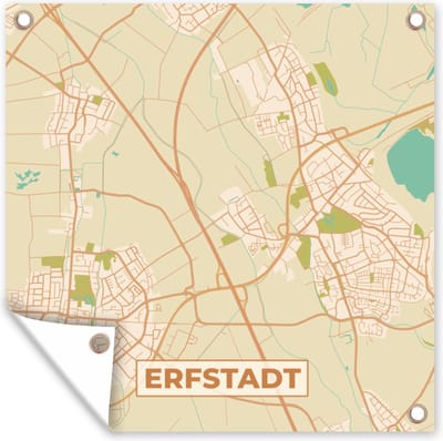 Tuin poster Erfstadt - Stadskaart - Plattegrond - Vintage - Kaart - 200x200 cm - Tuindoek