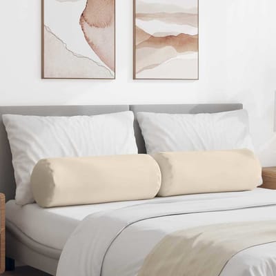vidaXL Bolster Kussens 2 stuks Beige Ø 25 x 70 cm Microvezel Stof