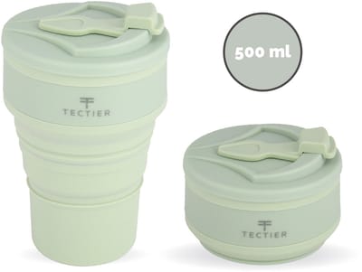 Tectier Opvouwbare Koffiebeker Drinkbeker - 500 ml - Siliconen - Groen