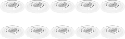 Spot Armatuur 10 Pack - Pragmi Domy Pro - GU10 Inbouwspot - Rond - Wit - Aluminium - Verdiept - Kantelbaar - Ø105mm