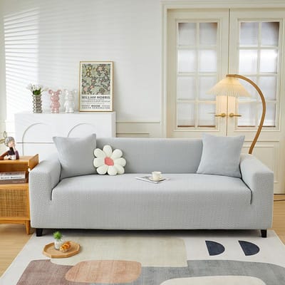 1 stuks Jacquard Elastische Bankhoes Verstelbaar Antislip Stretch Bankhoes Woonkamer Bankbeschermhoes Woondecoratie 1pc Single set gray